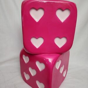 Pink Heart Dice LARGE STOOL Decor 20"X 13" VALINTINES HOLIDAY